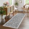Garvee Washable Area Rug 10×13 Floral Bird Rug Non Slip Stain Resistant Low Pile Carpet, Non Shedding Indoor Floor Cover Pet Children Friendly for Living Room Bedroom High Traffic Home Decor, Grey(Grey)