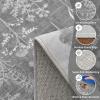 Garvee Washable Area Rug 10×13 Floral Bird Rug Non Slip Stain Resistant Low Pile Carpet, Non Shedding Indoor Floor Cover Pet Children Friendly for Living Room Bedroom High Traffic Home Decor, Grey(Grey)