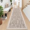 Garvee Washable Area Rug 10×13 Floral Bird Rug Non Slip Stain Resistant Low Pile Carpet, Non Shedding Indoor Floor Cover Pet Children Friendly for Living Room Bedroom High Traffic Home Decor, Grey(Brown)