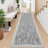 Garvee Washable Area Rug 10×13 Floral Bird Rug Non Slip Stain Resistant Low Pile Carpet, Non Shedding Indoor Floor Cover Pet Children Friendly for Living Room Bedroom High Traffic Home Decor, Grey(Grey)