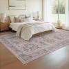 Garvee Washable Area Rug 5×7 Oriental Medallion Throw Carpet, Non Slip Non Shedding Boho Accent Rug, Easy Cleaning Vintage Printed Indoor Carpet for Bedroom, Living Room, Office, Black(Cape|pink)