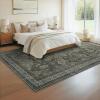 Garvee Washable Area Rug 5×7 Oriental Medallion Throw Carpet, Non Slip Non Shedding Boho Accent Rug, Easy Cleaning Vintage Printed Indoor Carpet for Bedroom, Living Room, Office, Black(Cape|green)