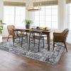 Garvee Washable Area Rug 5×7 Oriental Medallion Throw Carpet, Non Slip Non Shedding Boho Accent Rug, Easy Cleaning Vintage Printed Indoor Carpet for Bedroom, Living Room, Office, Black(Plaza|dark Gray)