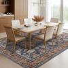 Garvee Washable Area Rug 5×7 Oriental Medallion Throw Carpet, Non Slip Non Shedding Boho Accent Rug, Easy Cleaning Vintage Printed Indoor Carpet for Bedroom, Living Room, Office, Black(Cape|blue&orange)