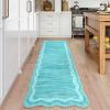 Garvee Washable Area Rug 6×9 Scalloped Rugs for Living Room Nursery Solid Carpet 6×9 Area Rugs for Bedroom Dining Room Non-Slip Stain Resistant Under Table Rug Beige(Scalloped|teal)