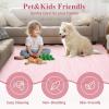 Garvee Washable Area Rug 6×9 Scalloped Rugs for Living Room Nursery Solid Carpet 6×9 Area Rugs for Bedroom Dining Room Non-Slip Stain Resistant Under Table Rug Beige(Scalloped|pink)