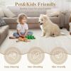 Garvee Washable Area Rug 6×9 Scalloped Rugs for Living Room Nursery Solid Carpet 6×9 Area Rugs for Bedroom Dining Room Non-Slip Stain Resistant Under Table Rug Beige(Beige)