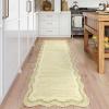Garvee Washable Area Rug 6×9 Scalloped Rugs for Living Room Nursery Solid Carpet 6×9 Area Rugs for Bedroom Dining Room Non-Slip Stain Resistant Under Table Rug Beige(Scalloped|beige)