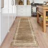 Garvee Washable Area Rug 6×9 Scalloped Rugs for Living Room Nursery Solid Carpet 6×9 Area Rugs for Bedroom Dining Room Non-Slip Stain Resistant Under Table Rug Beige(Brown)