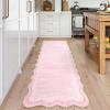 Garvee Washable Area Rug 6×9 Scalloped Rugs for Living Room Nursery Solid Carpet 6×9 Area Rugs for Bedroom Dining Room Non-Slip Stain Resistant Under Table Rug Beige(Scalloped|pink)
