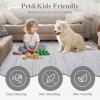 Garvee Washable Area Rug 6×9 Scalloped Rugs for Living Room Nursery Solid Carpet 6×9 Area Rugs for Bedroom Dining Room Non-Slip Stain Resistant Under Table Rug Beige(Scalloped|grey)
