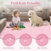 Garvee Washable Area Rug 6×9 Scalloped Rugs for Living Room Nursery Solid Carpet 6×9 Area Rugs for Bedroom Dining Room Non-Slip Stain Resistant Under Table Rug Beige(Pink)