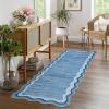 Garvee Washable Area Rug 6×9 Scalloped Rugs for Living Room Nursery Solid Carpet 6×9 Area Rugs for Bedroom Dining Room Non-Slip Stain Resistant Under Table Rug Beige(Scalloped|blue)
