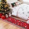 Garvee Washable Area Rug 6×9 Scalloped Rugs for Living Room Nursery Solid Carpet 6×9 Area Rugs for Bedroom Dining Room Non-Slip Stain Resistant Under Table Rug Beige(Red-christams Party)