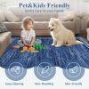 Garvee Washable Area Rug 6×9 Scalloped Rugs for Living Room Nursery Solid Carpet 6×9 Area Rugs for Bedroom Dining Room Non-Slip Stain Resistant Under Table Rug Beige(Navy)