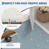 Garvee Washable Jute Color Rugs for Bedroom Grils, 5×7 Living Room Rug Non Slip Playroom Rug Soft Non Shedding Bedroom Rugs Low Pile Stain Resistant Carpet for Nursery Dining Room, Jute Color(Cross|dusty Blue)