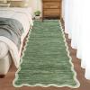 Garvee Washable Jute Color Rugs for Bedroom Grils, 5×7 Living Room Rug Non Slip Playroom Rug Soft Non Shedding Bedroom Rugs Low Pile Stain Resistant Carpet for Nursery Dining Room, Jute Color(Scalloped02|green)