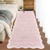 Garvee Washable Jute Color Rugs for Bedroom Grils, 5×7 Living Room Rug Non Slip Playroom Rug Soft Non Shedding Bedroom Rugs Low Pile Stain Resistant Carpet for Nursery Dining Room, Jute Color(Scalloped02|pink)