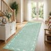 Garvee Washable Jute Color Rugs for Bedroom Grils, 5×7 Living Room Rug Non Slip Playroom Rug Soft Non Shedding Bedroom Rugs Low Pile Stain Resistant Carpet for Nursery Dining Room, Jute Color(Bow|green)