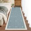Garvee Washable Jute Color Rugs for Bedroom Grils, 5×7 Living Room Rug Non Slip Playroom Rug Soft Non Shedding Bedroom Rugs Low Pile Stain Resistant Carpet for Nursery Dining Room, Jute Color(Cross|dusty Blue)