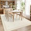 Garvee Washable Jute Color Rugs for Bedroom Grils, 5×7 Living Room Rug Non Slip Playroom Rug Soft Non Shedding Bedroom Rugs Low Pile Stain Resistant Carpet for Nursery Dining Room, Jute Color(Cross|beige)