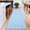 Garvee Washable Jute Color Rugs for Bedroom Grils, 5×7 Living Room Rug Non Slip Playroom Rug Soft Non Shedding Bedroom Rugs Low Pile Stain Resistant Carpet for Nursery Dining Room, Jute Color(Bow|blue)