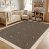 Garvee Washable Jute Color Rugs for Bedroom Grils, 5×7 Living Room Rug Non Slip Playroom Rug Soft Non Shedding Bedroom Rugs Low Pile Stain Resistant Carpet for Nursery Dining Room, Jute Color(Cross|dark Brown)