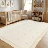 Garvee Washable Jute Color Rugs for Bedroom Grils, 5×7 Living Room Rug Non Slip Playroom Rug Soft Non Shedding Bedroom Rugs Low Pile Stain Resistant Carpet for Nursery Dining Room, Jute Color(Cross|beige)