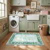 Washable Area Rug 5×7 Green Animal Print Rugs for Nursery Non Slip Stain Resistant Forest Fairy Tale Throw Carpet Low Pile Whimsical Safari Area Rugs for Entryway Girls Bedroom Dining Room, Green(Soft Teal/Mint Blue)