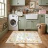 Washable Area Rug 5×7 Green Animal Print Rugs for Nursery Non Slip Stain Resistant Forest Fairy Tale Throw Carpet Low Pile Whimsical Safari Area Rugs for Entryway Girls Bedroom Dining Room, Green(Blush Pink/Peach Blush)