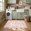 Washable Area Rug 5×7 Green Animal Print Rugs for Nursery Non Slip Stain Resistant Forest Fairy Tale Throw Carpet Low Pile Whimsical Safari Area Rugs for Entryway Girls Bedroom Dining Room, Green(Lavender/Mauve Pink)