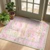 Washable Area Rug 5×7 Green Animal Print Rugs for Nursery Non Slip Stain Resistant Forest Fairy Tale Throw Carpet Low Pile Whimsical Safari Area Rugs for Entryway Girls Bedroom Dining Room, Green(Lavender/Mauve Pink)