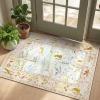 Washable Area Rug 5×7 Green Animal Print Rugs for Nursery Non Slip Stain Resistant Forest Fairy Tale Throw Carpet Low Pile Whimsical Safari Area Rugs for Entryway Girls Bedroom Dining Room, Green(Blush Pink/Peach Blush)