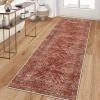 Garvee 10×13 Area Rug for Bedroom Vintage Washable Living Room Rug with Rubber Backing, Stain Resistant Neutral Distressed Geometric Rugs Non Shedding Low Pile Mats for Dining Room, Nursery, Ivory(Distressed|brick Red)