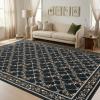 Garvee 8×10 Rugs for Living Room Floral Rug for Bedroom Washable Rugs Stain Resistant Easy Cleaning Non Slip Floor Cover for Dining Room Office Nursery, Black