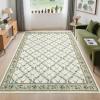 Garvee 9×12 Washable Rugs for Living Room Floral Rug for Bedroom Stain Resistant Easy Cleaning Non Slip Floor Cover for Bedroom Dining Room Office Nursery, Green