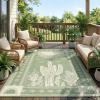 Garvee Reversible Outdoor Rug 9×12 for Patio, Waterproof Outdoor Area Rug, Modern Medallion Indoor Outdoor Rugs, Plastic Straw Rug for RV, Camping, Deck, Vintage Grey(Sage Green & Beige)