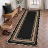 Garvee Scalloped 8×10 Easy Jute Carpet, Outdoor Patio Washable Area Rug Indoor Blue Living Room Rugs Modern Farmhouse Rug for Backyard Porch Non Slip Stain Resistant Floor Rugs for Dining Room Bedroom(Easy Jute Bordered|black Taupe)