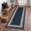 Garvee Scalloped 8×10 Easy Jute Carpet, Outdoor Patio Washable Area Rug Indoor Blue Living Room Rugs Modern Farmhouse Rug for Backyard Porch Non Slip Stain Resistant Floor Rugs for Dining Room Bedroom(Easy Jute Bordered|blue)