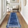 Garvee Washable Area Rug 6×9 Scalloped Rugs for Living Room Nursery Solid Carpet 6×9 Area Rugs for Bedroom Dining Room Non-Slip Stain Resistant Under Table Rug Beige(Navy)