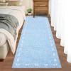Garvee Washable Jute Color Rugs for Bedroom Grils, 5×7 Living Room Rug Non Slip Playroom Rug Soft Non Shedding Bedroom Rugs Low Pile Stain Resistant Carpet for Nursery Dining Room, Jute Color(Bow|blue)