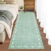 Garvee Washable Jute Color Rugs for Bedroom Grils, 5×7 Living Room Rug Non Slip Playroom Rug Soft Non Shedding Bedroom Rugs Low Pile Stain Resistant Carpet for Nursery Dining Room, Jute Color(Bow|green)