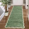 Garvee Washable Jute Color Rugs for Bedroom Grils, 5×7 Living Room Rug Non Slip Playroom Rug Soft Non Shedding Bedroom Rugs Low Pile Stain Resistant Carpet for Nursery Dining Room, Jute Color(Scalloped02|green)