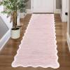 Garvee Washable Jute Color Rugs for Bedroom Grils, 5×7 Living Room Rug Non Slip Playroom Rug Soft Non Shedding Bedroom Rugs Low Pile Stain Resistant Carpet for Nursery Dining Room, Jute Color(Scalloped02|pink)