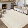 Garvee Washable Jute Color Rugs for Bedroom Grils, 5×7 Living Room Rug Non Slip Playroom Rug Soft Non Shedding Bedroom Rugs Low Pile Stain Resistant Carpet for Nursery Dining Room, Jute Color(Cross|beige)