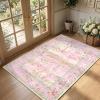 Washable Area Rug 5×7 Green Animal Print Rugs for Nursery Non Slip Stain Resistant Forest Fairy Tale Throw Carpet Low Pile Whimsical Safari Area Rugs for Entryway Girls Bedroom Dining Room, Green(Lavender/Mauve Pink)