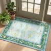 Washable Area Rug 5×7 Green Animal Print Rugs for Nursery Non Slip Stain Resistant Forest Fairy Tale Throw Carpet Low Pile Whimsical Safari Area Rugs for Entryway Girls Bedroom Dining Room, Green(Soft Teal/Mint Blue)