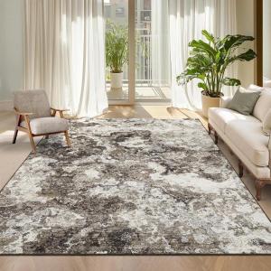Garvee Abstract 2×6 Runner Rug, Washable Non Slip Kitchen Runner, Soft Modern Low Pile Area Rugs for Hallway, Indoor Contemporary Accent Carpet for Bathroom Laundry, Blue(Abstract Rug|brown)