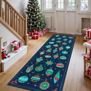 Garvee Washable Area Rug 6×9 Scalloped Rugs for Living Room Nursery Solid Carpet 6×9 Area Rugs for Bedroom Dining Room Non-Slip Stain Resistant Under Table Rug Beige(Xmas Blue)