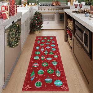 Garvee Washable Area Rug 6×9 Scalloped Rugs for Living Room Nursery Solid Carpet 6×9 Area Rugs for Bedroom Dining Room Non-Slip Stain Resistant Under Table Rug Beige(Xmas Red)